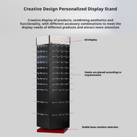 Présentoir de sol rotatif en métal à 3 faces avec logo personnalisé, détachable pour crochets perforés, étagère rotative pour magasin de détail