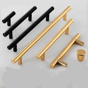 Manijas Modernas de Tubo Recto de Acero Inoxidable con Acabado Negro Dorado Antioxidante para Muebles de Baño y Cómodas - Product Image 4