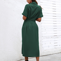 Robe midi pour femme été 2026, col à revers, simple boutonnage, manches courtes, élégante et décontractée