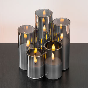 Nuovo Desgin decorazione domestica di Matti pilastro di vetro grigio Set di 5 candele Led - Product Image 2
