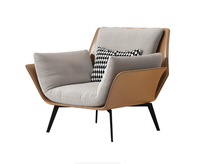 Fauteuil individuel moderne en similicuir PU de style italien, chaise de loisirs pour salon et balcon, design simple, chaise Tiger