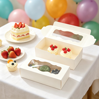 Caja Resistente de Cartón Blanco para Rollo Suizo con Ventana Transparente, Caja Desechable para Empacar Postres y Pastelería para Llevar