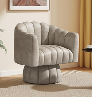 Chaise pivotante à 360 ° en velours côtelé-Fauteuil rembourré moderne pour salon, chambre à coucher, bureau