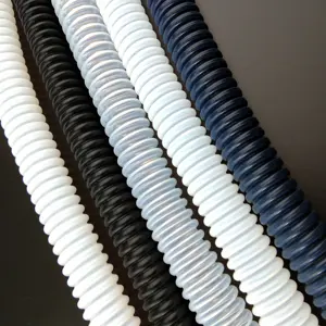 Customized Flexible PTFE Plastic Corrugated Hose Bellows Tube Pipe Convoluted Tubing