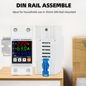 63A 230V 3in1 hiển thị DIN đường sắt có thể điều chỉnh trên Điện áp bảo vệ tăng Relay AC hiện tại bảo vệ kWh Điện Watt Meter - Product Image 5
