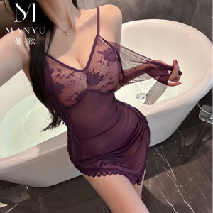 Manyu Sexy Lingerie Women's Pure and Desirable Strappy Nightgown with Ribbon and <b>Bow</b> Design on the Chest 9390 - Product Image 3