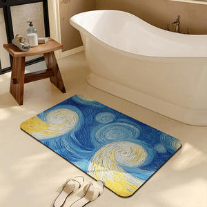 Alfombra de baño rectangular de fibra de poliéster absorbente antideslizante con diseño retro de jardín para baño - Product Image 5