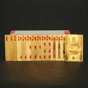 Naipes <span class=keywords><strong>de</strong></span> Póker Resistentes <span class=keywords><strong>de</strong></span> PET Dorado con Diseños Variados para Bibliotecas, Clubes <span class=keywords><strong>de</strong></span> Lectura y Eventos Sociales - Product Image 1