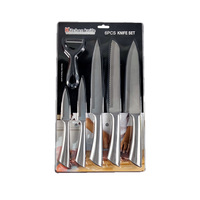 Ensemble de 6 couteaux en acier inoxydable à manche creux en fer à cheval, multi-usages pour cuisine et ménage, couteau à fruits et à pain, vente en gros OEM