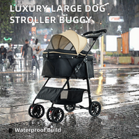 Poussette pliable de luxe, imperméable, réglable, confortable, en ABS, à 4 roues, pour petits animaux, chien, chariot, buggy