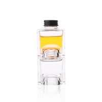 Vente en gros de flacons d'encre pour stylo-plume en verre transparent carré de 50 ml avec bouchon en aluminium noir