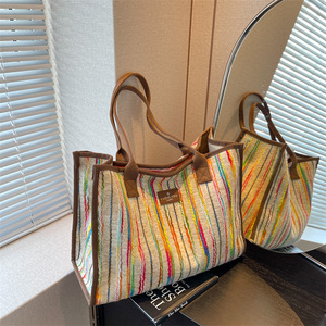 Sac fourre-tout tendance grande capacité pour femmes, nouveau sac à main contrasté toutes saisons, sac à bandoulière avec fermeture éclair Tanjing - Product Image 4