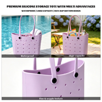 Bolso de mano de EVA de color sólido DIY, bolso de mano portátil y versátil, bolso de hombro impermeable de gran capacidad con parte superior abierta, dos asas, para todas las estaciones