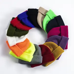 Factory price wholesale custom knitted winter hat fisherman beanie for men women