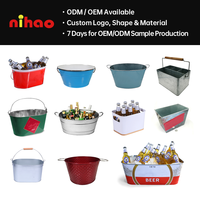 NIHAO Seau à glace carré moderne, coins arrondis, sûr, anti-rayures, en fer blanc de qualité alimentaire, logo sérigraphié en quadrichromie