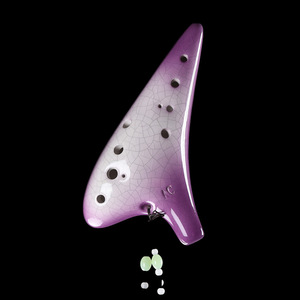 Ocarina en céramique 12 trous Alto C, couleur dégradée effet craquelé, pour débutants, instrument de musique éducatif - Product Image 5