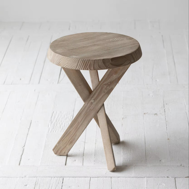 High Quality Mid century Scandinavian Design Comfortable Round Vintage Wooden Stool Reclaimed