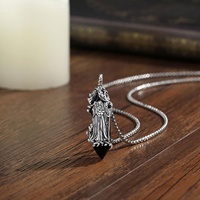 Collier Pendentif Triple Déesse Hécate Plaqué Argent avec Obsidienne et Améthyste, Bijoux de Protection Wiccan en Gros