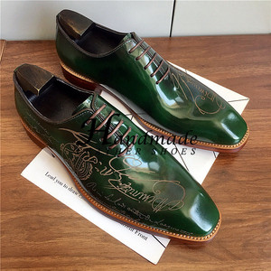 Chaussures habillées haut de gamme en cuir véritable pour hommes - Chaussures en cuir gravées à bout pointu et finition brillante, style Oxford - Product Image 5