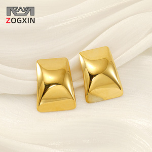 Zogxin Geometric Square Stud Earrings 18K Gold Plated Stainless Steel Fashion Jewelry For Women - Product Image 1