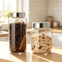 En stock – Bocaux de rangement en verre pour cuisine, 150 ml, 250 ml, 350 ml, 600 ml, 800 ml – Contenants de garde-manger en verre, bocaux à piments, pots à miel avec couvercles