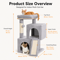 En gros Arbre à chat multi-niveaux moderne et esthétique avec double niches, échelle à gratter en sisal et peluche pour salon
