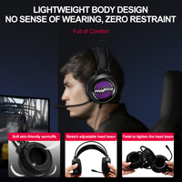 T-WOLF H130 Headphone Gaming Berkabel dengan Mikrofon Lampu LED Warna-warni Headphone Headset Komputer untuk Laptop Desktop Tablet Pc