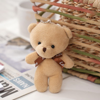 Mini porte-clés en peluche ours en peluche avec nœud en ruban d'amour pour la décoration de sac et comme cadeau