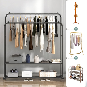 Portable Floor Standing Clothes Rack Simple Double Pole Metal Clothing Display Rack Large Capacity Mountainous Clothes Rack - Product Image 4