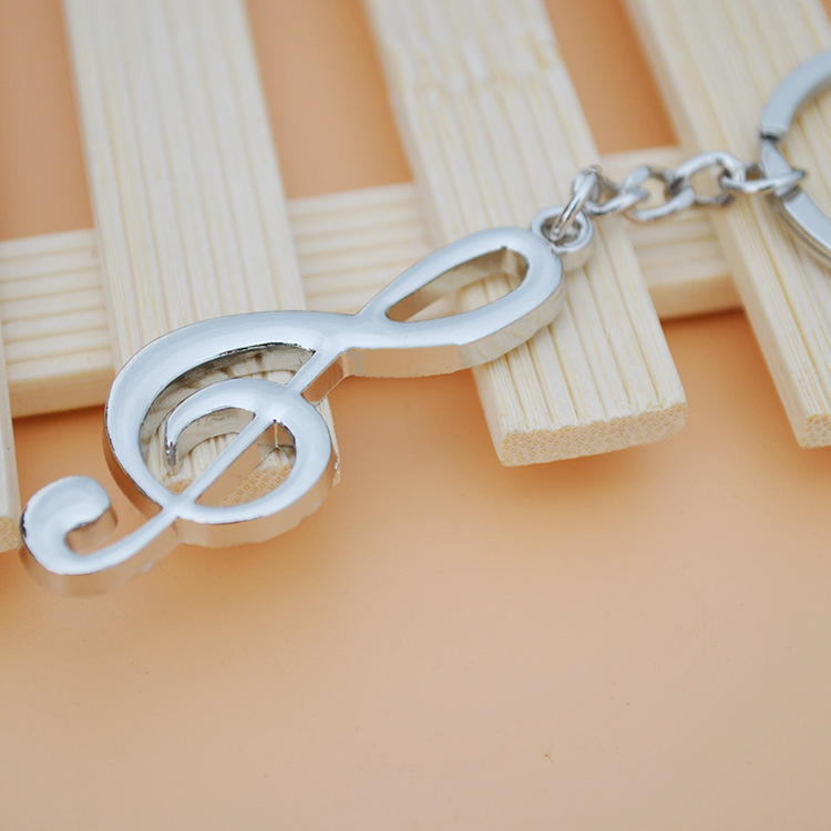 6 Pack Metal Music Note Keychains - Silver Musical Symbol Key Rings For Bag Or Keys - View #4