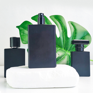 Chai Nước hoa thủy tinh màu đen chất lượng cao 30/<span class=keywords><strong>50</strong></span>/100ml hình vuông/hình chữ nhật màu đen mờ với ống nhỏ giọt niêm phong nguyên tử bơm lại - Product Image 5