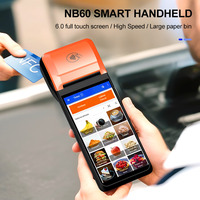 POS portátil NB60P todo en uno Android 14 OS NFC POS móvil con impresora de recibos de 58mm Máquina de sistemas POS de pantalla táctil de 6 pulgadas