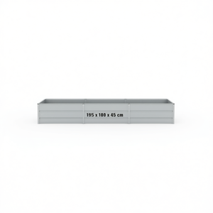 Jardinière en acier galvanisé gris clair 195 x 100 x 45 cm, pot de fleurs de jardin durable, design moderne minimaliste - Product Image 1