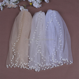 YM284 Pearls Wedding Shawl Bridal <strong>Cape</strong> Cloak Wrap Bride <strong>Veil</strong> - Product Image 4