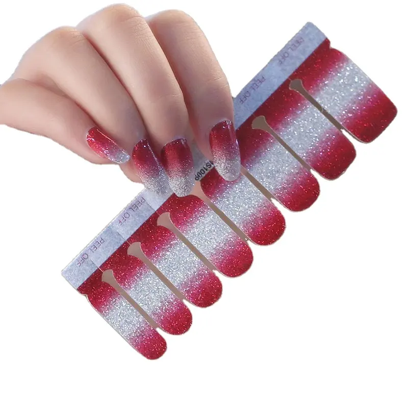 Adesivi personalizzati all'ingrosso Full Cover Design Gel Nail Wraps decorazione per unghie 3D Gel Nail Sticker