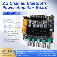 WUZERVON TB22 Carte d'amplification Bluetooth pour haut-parleurs à faible volume 2.2 canaux 75W + 75W + 145W + 145W