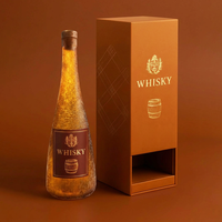 Bouteille de whisky de luxe 750 ml en verre super-cristallin craquelé avec bouchon, emballage personnalisé avec logo couleur, vente en gros d'alcool spiritueux directement de l'usine