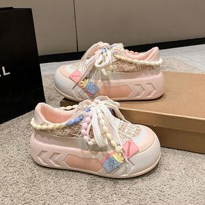 Basket Femme Chic OEM/ODM Thick Sole Running <b>Shoe</b> Pink/Green Chunky Platform 2025 Women Sneakers - Product Image 4