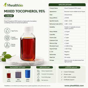 Tocoferol Mixto Premium 95% Líquido, Contenido Estándar, Aceite de Tocoferol Derivado de Plantas, Viscosidad Uniforme para Procesamiento de Fórmulas - Product Image 2