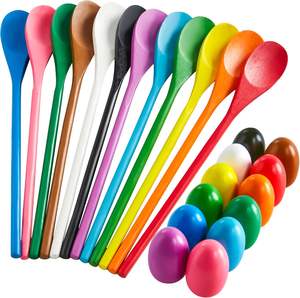 Juego de Carreras de Huevos de Pascua con Cucharas, Juego de Relé de Huevos y Cucharas para Niños, Actividad Familiar, Vacaciones, Jardín al Aire Libre, Búsqueda de Huevos de Pascua - Product Image 1