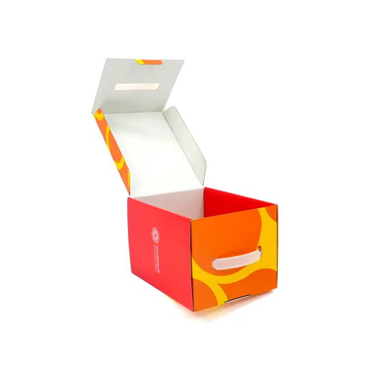 Emballage d'expédition recyclé pour le commerce électronique Offre Spéciale Boîte en carton avec logo personnalisé imprimé avec poignée en plastique