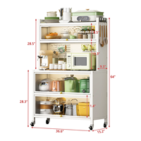 Étagère de cuisine multifonctionnelle à 5 niveaux pour micro-ondes, épices, casseroles, poêles, bar à café, armoire de rangement pour cuisine, montage rapide