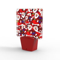 Lampu Tidur Mini LED 3D Santa Claus Warna Putih Hangat Bentuk Persegi Panjang Dekorasi Rumah Natal Tahun Baru Sensor Akrilik Soket Kamar Tidur Modern