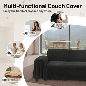 Housse de canapé en chenille noire imperméable en forme de L, motif géométrique, extensible, lavable, résistante aux rayures, facile à nettoyer - Product Image 6