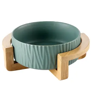 Little Guy supporto in legno colorato in marmo semplice classico pratico sano in ceramica Pet Dog Cat Food Water Bowl Feeder