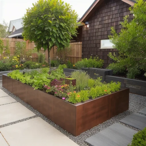 Pots de fleurs en métal en <span class=keywords><strong>acier</strong></span> pour lit de jardin surélevé Boîte à fleurs en <span class=keywords><strong>acier</strong></span> rouillé - Product Image 1