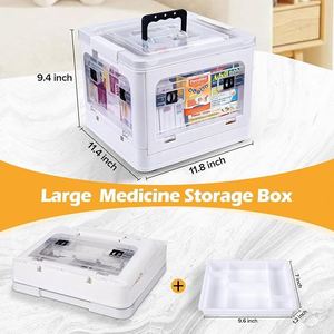18QT Medicine Storage <b>Box</b> with Handles Large Capacity First Aid <b>Box</b> Clear Medical Supply Organizer with Removable Tray - Product Image 2