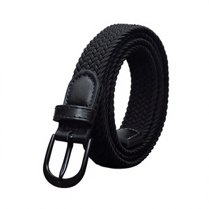 Damen- und Herren-Gürtel aus Gewebtem Stretchmaterial, Schwarzer Geflochtener Elastischer Golfgürtel, Bequeme Flexible Stoffriemen mit Verstellbarem Verschluss - Product Image 3