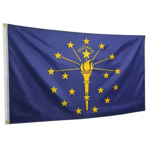 Double Sided Indiana 3x5 States Flag 3x5 Outdoor Made In China Indiana IN State Flags