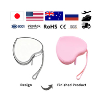 Sac de maquillage en silicone imperméable en forme de cœur, personnalisé en usine, petit format pour porte-rouge à lèvres, trousse à cosmétiques, porte-monnaie grande capacité